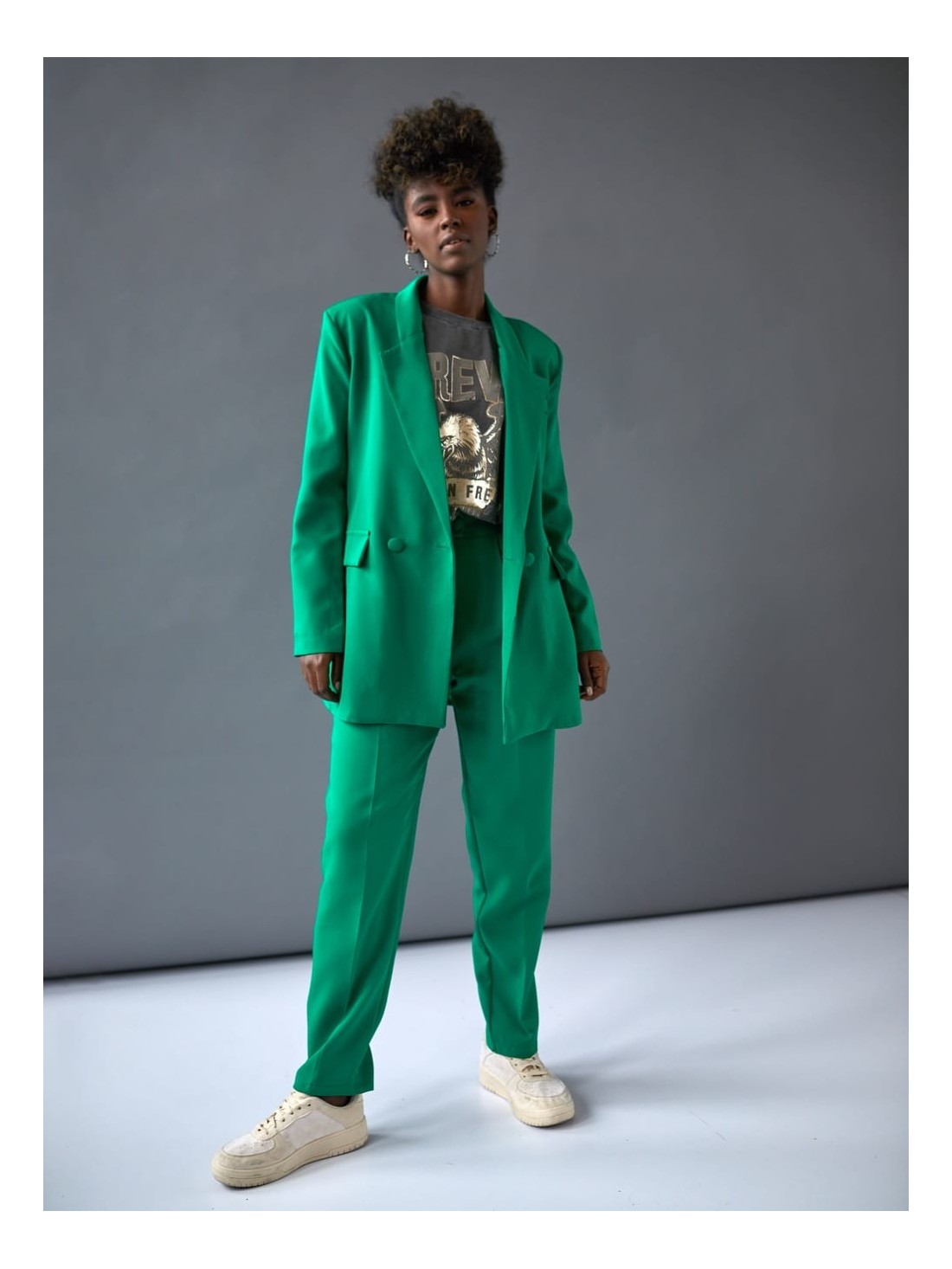 Elegant green cigarette pants with a crease SFMY16767 - Online store - Boutique